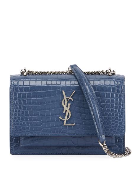 Saint Laurent Sunset Monogram Small Crocodile